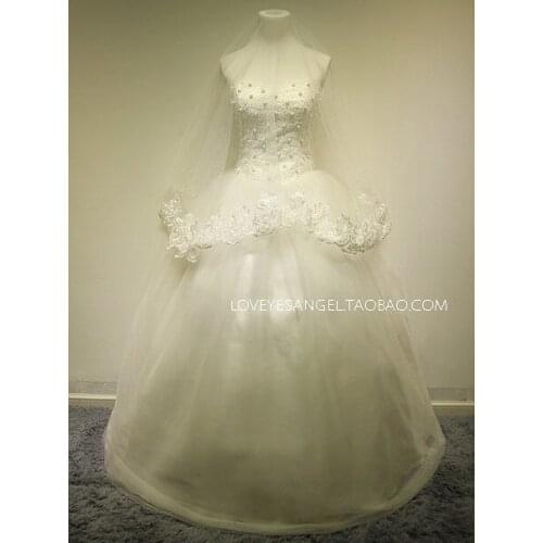 Free shipping bridal ball gown bandage casamento pearls lace white vestido de noiva 2018 new fashionable romantic wedding dress