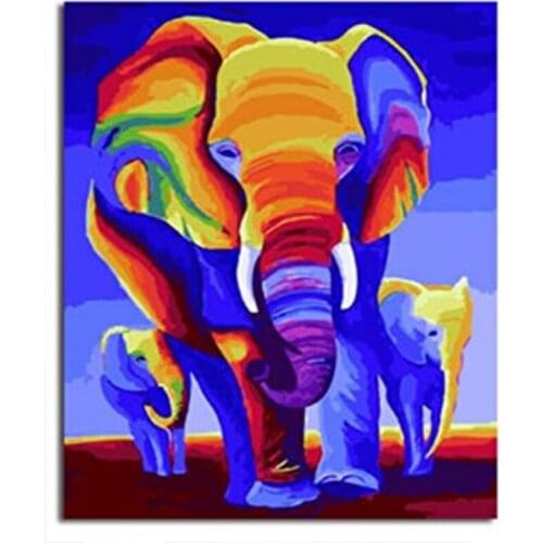 Animals Oil Painting By Numbers For Adults Elephant Paints By Number Canvas Painting Kits 50x40cm DIY Gift Home Decor