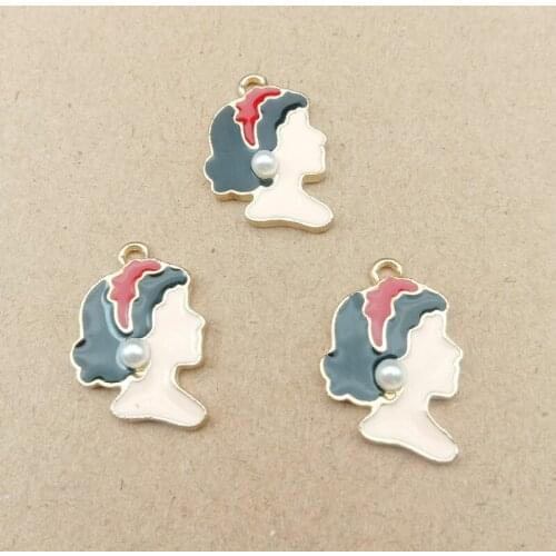 10pcs 21x15mm Handmade Enamel women charms and pendants jewelry making accessories for earring necklace DIY material wholesale