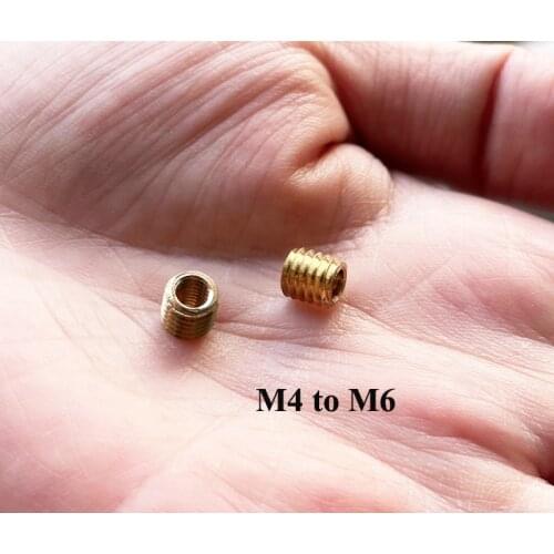 10Pcs/lot, Copper/Brass Inner M4 To Outer M6 Threaded Hollow Tube, Coupler Adapter Screw, Lighting Accessories