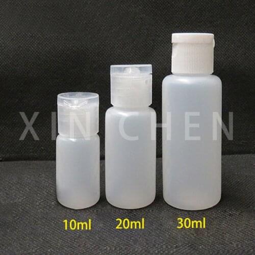 100PCS Empty Plastic Flip Lid Lotion Bottle Squeezable Cosmetic Sample Container Travel Liquid Shamboo Fill Vial 10ml/20ml/30ml