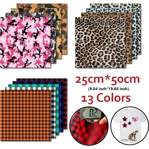 25CM*50CM 13 Patters PU Heat Transfer Vinyl Film Iron On Vinyl Heat Press Machine Cutting Plotter T-Shirt DIY