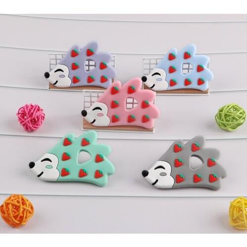 Kovict 5/10pcs Silicone Teether Hedgehog Animals Food Grade Silicone For DIY Pacifier Chain Accessories Chewable Baby Toys