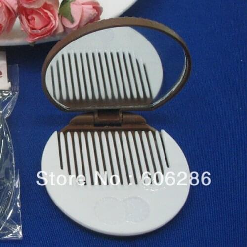 5pcs/lot cute Chocolate cookie make up Mirror pocket cosmetic mirror with comb good birthday gifts for girls