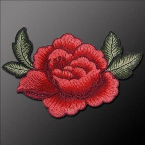 5Pcs Embroidery Rose Flower Sew On Patch Dress Hat Bag Jeans Applique Crafts Clothing Accessories DIY