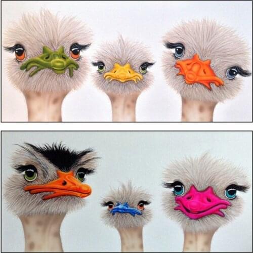 5D DIY Diamond Embroidery Complete Kits Ostrich Family Mosaic Full Square Diamond Painting Animal Modular Picture