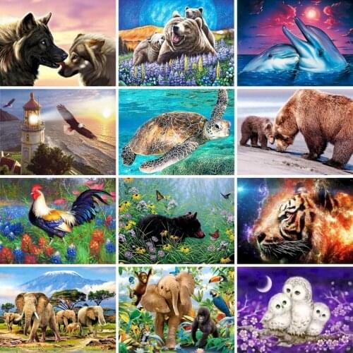 GATYZTORY Full Drill Animal DIY Diamond Painting Dolphin Rhinestone Kits Mosaic Art Cross Stitch Handmade Gift Home Decor