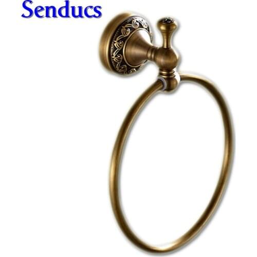 Free shipping antique towel ring with solid brass bathroom face towel rings or home towel ring by wall mounted towel holder