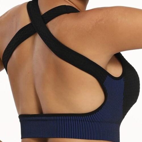 Seamless Sport Women Bra Padded Cross Back Yoga Crop Top Fitness Female Workout Underwear