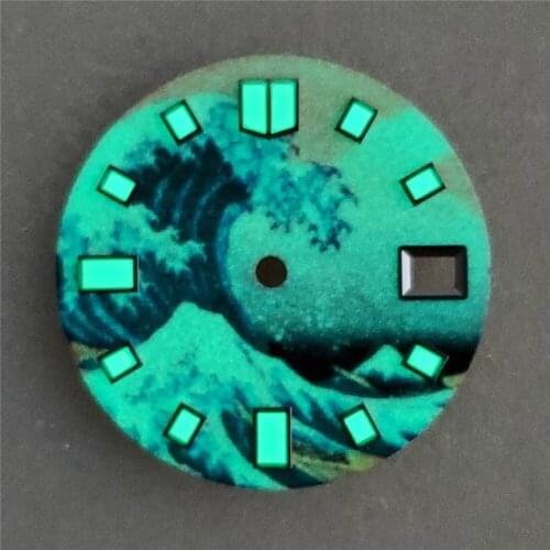 28.5MM Creative Full Luminous Watch Dial Surfing Dial for NH35 Watch Movement Repair Part