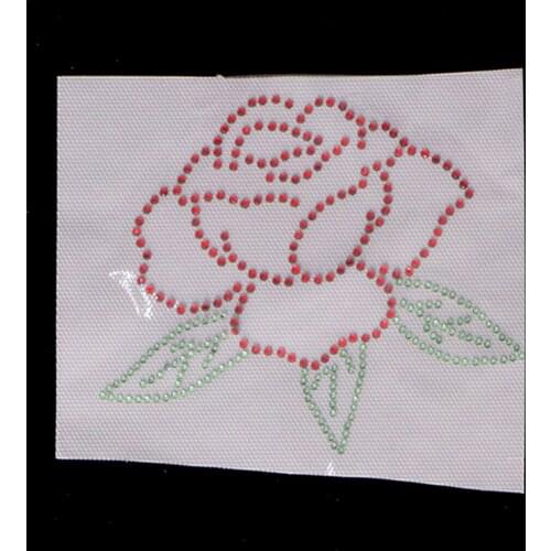 2Pcs Rose Flower Iron On Rhinestone Pattern Decorative Applique Patch DIY