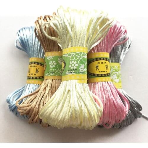 Light Baby Color 20 Meters Satin Nylon Cord Macrame Beading String 2.5mm Knitting Rope Chinese Knot Thread For Jewelry Making