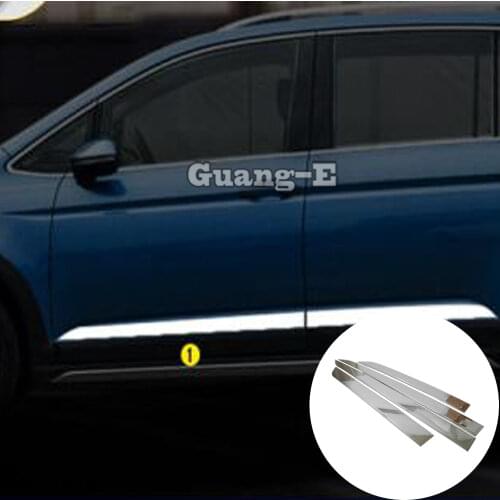 For VW Volkswagen Touran L 2016 2017 2018 2019 Car Body Cover Detector Stainless Steel Side Door Trim Strip Molding Parts 4pcs
