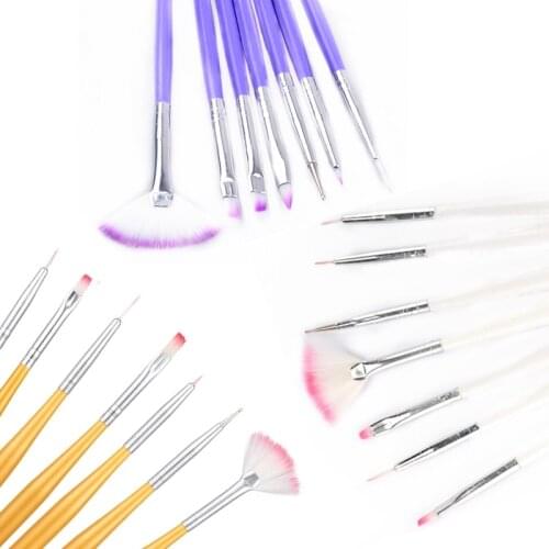Purple/White/Gold 7pcs/Set Nail Art Painting Brush Pen Manicure Tools For Acrylic Powder UV Gel Polish Brushes Tools