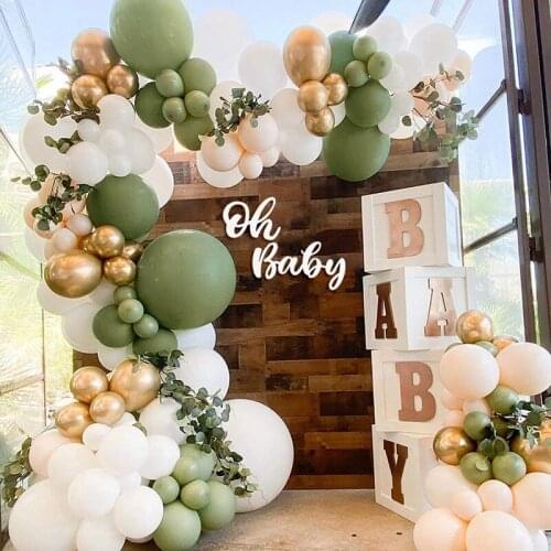 Retro Green Balloon Garland Arch Kit Birthday Party Decor Kids Baby Shower Wedding Birthday Ballon Jungle Safari Hawaii Party