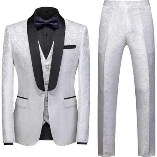 Jackets+Vest+Pants) 2021 Suit suit Male spring and autumn high-end custom business blazers three-piece Men groom dress S-6XL