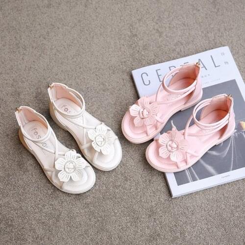 3-12 Princess Summer Gladiator Sandal For Girls Kids Beach Shoe Children Flat Fashion Flower Roman Sandals Little Girl Shoe 2021