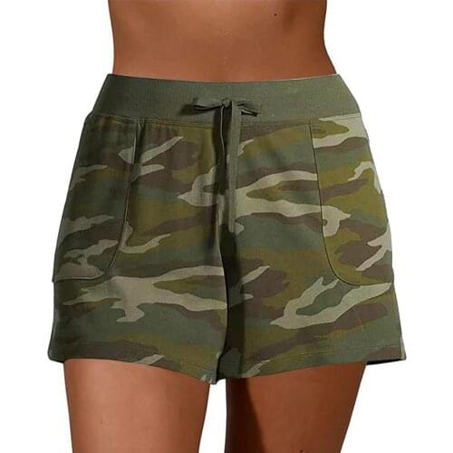 Summer Women Shorts High Waist Quick Drying Camouflage Drawstring Loose Oversize Shorts Womens Clothing