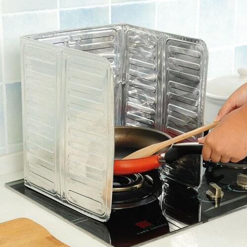 1pc Oil Barrier Stove Cooking Heat Insulation Anti Splashing Oil Baffle Kitchen Utensils Supplies Aluminum Foil Oil Block