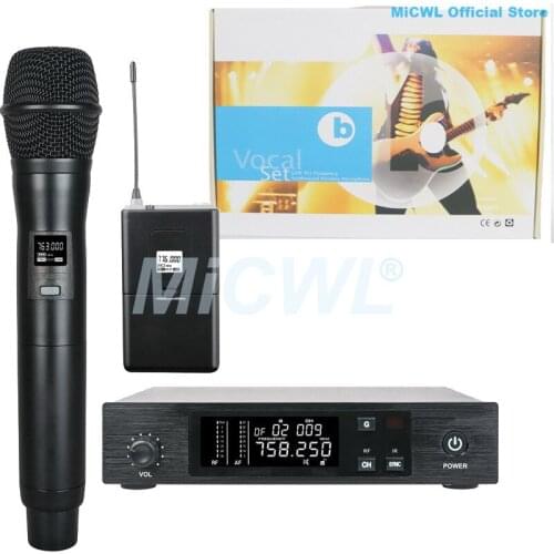 MiCWL D100 UHF Wireless Audio Microphone Karaoke Stage Home Church School Headset Handheld Lavalier Microphones System