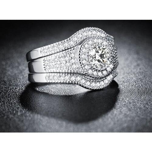 Fashion All-Match 3 Pieces Ring Luxurious Hyperbole Inlaid Zircon Ring Personality Charm Gift Woman Party Creative Jewelry