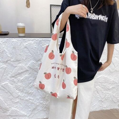 Fashion Womens Shopper Bag Canvas Solid Color Shoulder Bags For Women Large-capacity Shopping Bags Trend Peach Print Handbags