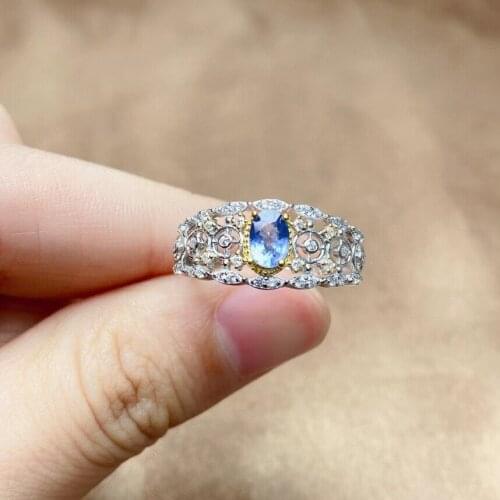 Fashion Orange Sapphire Ring for Daily Wear 4mm*6mm Natural Sapphire Silver Ring for Engagement 925 Silver Sapphire Jewelry