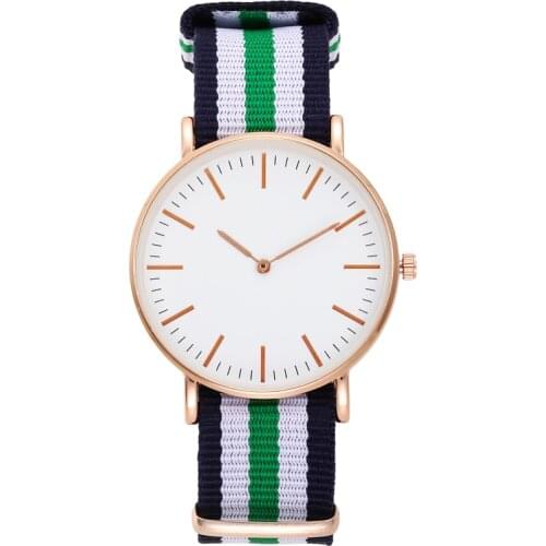 Fashion Casual Womens Luxury Nylon Band Analog Quartz Wrist Watch Silver Gold Ladies Watch Women Dress Reloj Mujer Black Clock