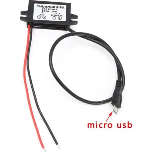 203F Car Charge DC Converter Module 12V To 5V Micro USB Output Power Adapter 3A 15W