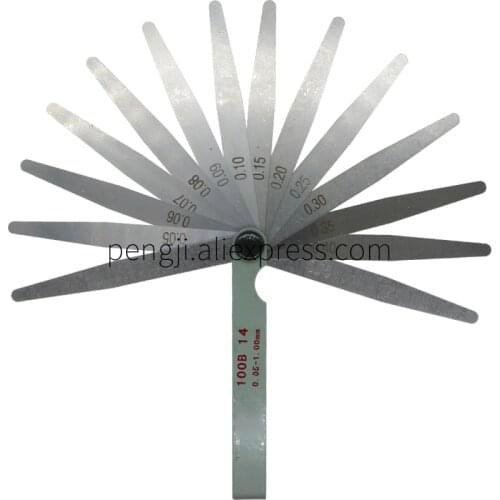 Stainless Steel Feeler Gauge Metric Spark Plug Gap Tool Gap Measurement Tool (0.05-1 mm, 14 Blades) Feeler Gauge Kit