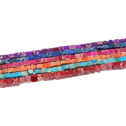 Natural King Stone Square Bead 4*4MM Cube Shape Unique Color Charm for DIY Necklace Bracelet