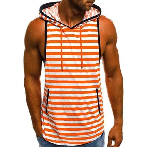 New Bodybuilding Tank Top Men Fitness Hooded Tank Tops Casual Slim Sleeveless Top Men Vest Breathable Workout Singlet Streetwear