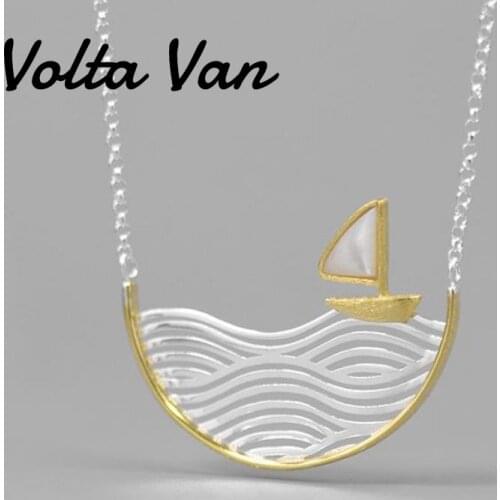 Volta Van 2021 New Pendant Necklaces 925 Sterling Silver Fine Jewelry Shell Sailboat Movable Elegant Concise Hollow Necklaces