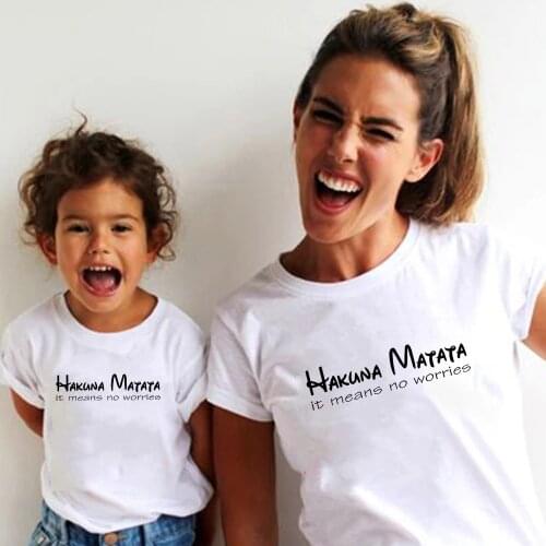 Boy Girl Clothes Coming Home Outfit Disney Cartoon HAKUNA MATATA Tshirt Harajuku Casual Couple Tops Kids T-shirt Family Look