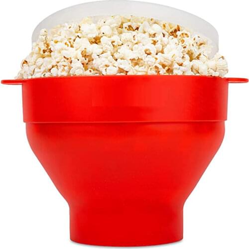 Popcorn Microwave Silicone Foldable Red High Quality Kitchen Easy Tools DIY Make Popcorn Bucket Bowl Maker with Lid Bowls