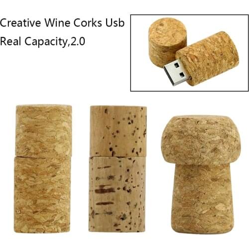 Wine Bottle Stopper Wood Cork USB Flash Drive 4GB 8G 16G 32GB Pen Drive Pendrive Memory Stick Storage Pendrive Creative Gifts