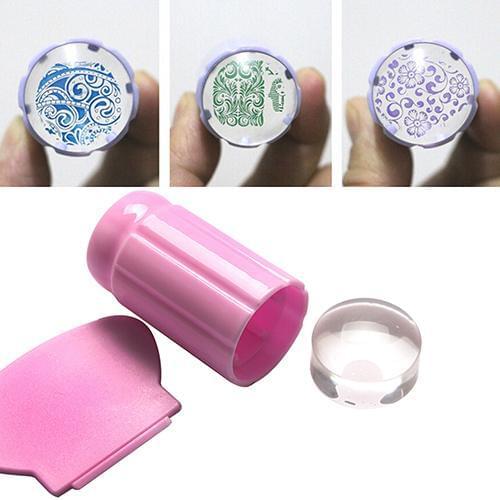 Clear Nail Art Jelly Stamper Stamp Scraper Set Polish Stamping Manicure Tools Nail Art Printing Manicure Tool Transparent
