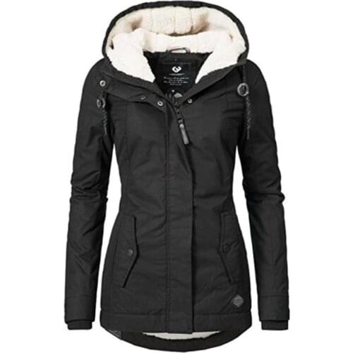 Winter Parkas Coat Thick Hooded Women Jacket Cotton Warm Female Windproof Outerwear Zipper Pocket Hooded Drawstring Overcoats