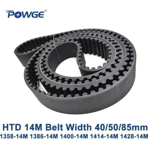 POWGE HTD 14M synchronous belt C=1358/1386/1400/1414/1428 width 40/50/85mm Teeth 97 99 100 101 102 HTD14M 1400-14M 1428-14M