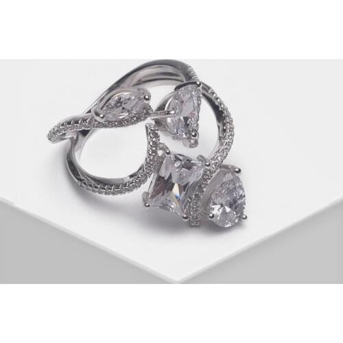 Amorita boutique 925 stylish exquisite geometric design exaggerated ring