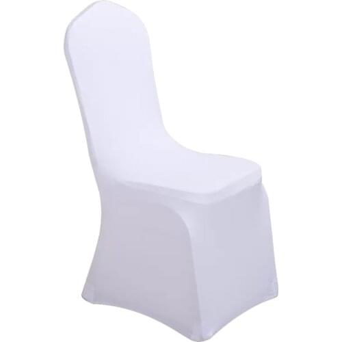 10 30 50 Pcs Universal White Stretch Spandex Chair Cover Lycra Polyester Fabric Wedding Banquet Party Hotel Dining Chair Covers