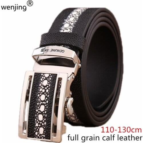 WJ20B25 men Pearl skin look PRINT STINGRAY classic cowhide genuine leather belt