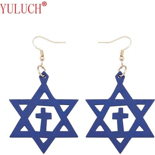 YULUCH Natural Handmade New Arrival Geometric Hexagon Hollow Out Wooden Pendant Ethnic Fashion Woman Jewelry Earrings Gift