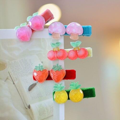 2/5pcs Korean Velvet Kids Hairpins Candy Colors Acrylic Fruit Hair Clips for Girls Ornaments Fashion Hair Accessories