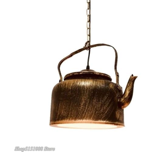Iron Kettle Retro pendant lights Bar Dining Room Kitchen Hanging Lamp Decor Modern Industrial Led Light Fixture Teapot Luminaire