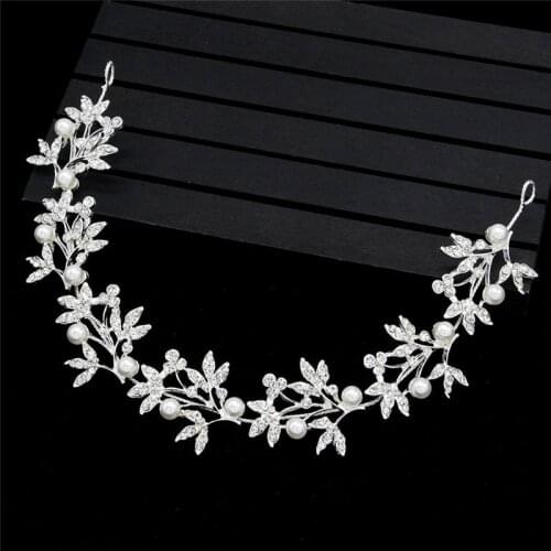 1pcs Flowers Wedding Headbands For Bride Crystal Pearls Women Hairpins Bridal Headpiece Hair Jewelry Accessories