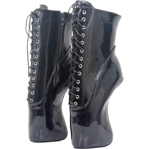 Women Ankle Boots 18CM High Hoof Heel Lace up Ladies Sexy Shoes Size 36-46