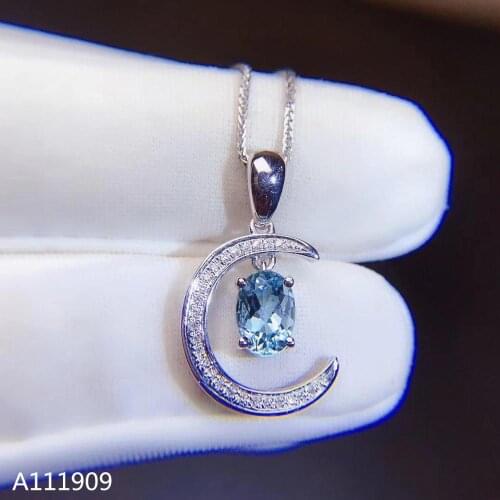 KJJEAXCMY boutique jewelry 925 sterling silver inlaid Natural Blue Topaz Womens pendant necklace supports inspection