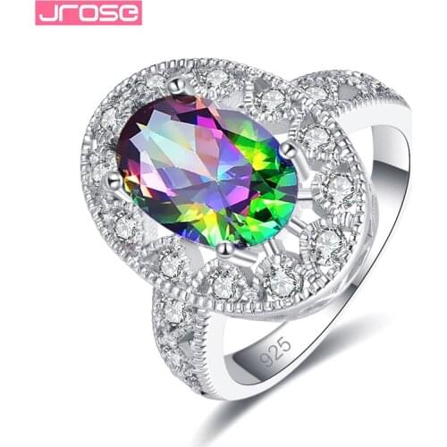 Jrose Women Silver Ring 925 Wedding Bands Stone Ring for Female Jewelry Engagement Size 6 7 8 9 Fashion Jewelry