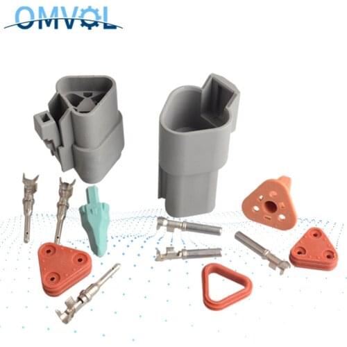 1Set 3Pin Waterproof Electrical Wire Connector Plug Deutsch Style Enhanced Seal Shrink Boot Adapter DT06-3S DT04-3P